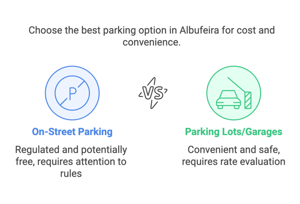 Finding a Parking Spot in Albufeira visual selection parking options in Albufeira