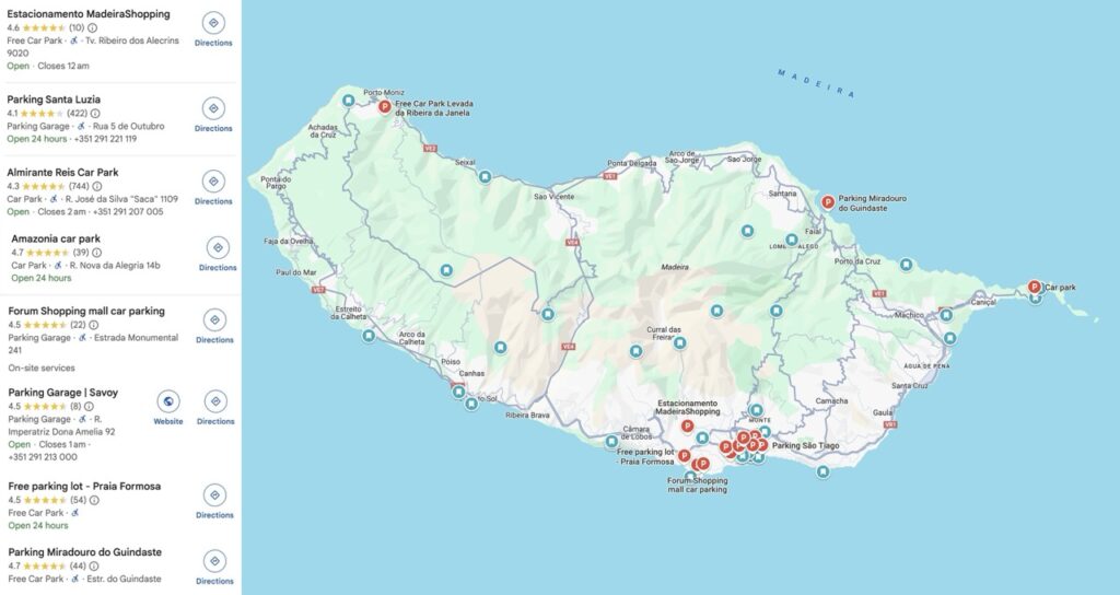 Parking in Madeira locations best reviews Parking in Madeira locations best reviews