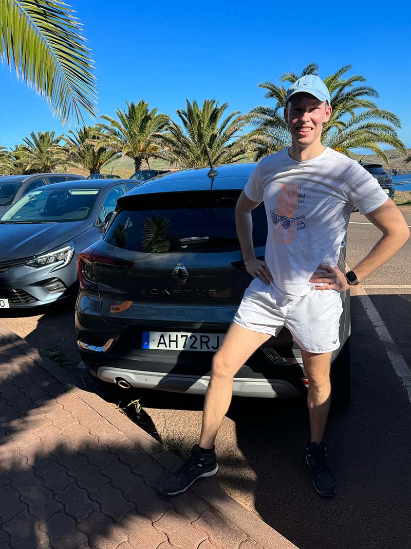 Car rental in Madeira – compact rental car parked near the coast