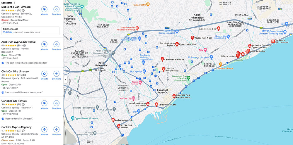 Car rental in Limassol reviews