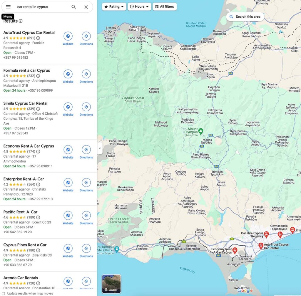 car rental companies reviews in Cyprus