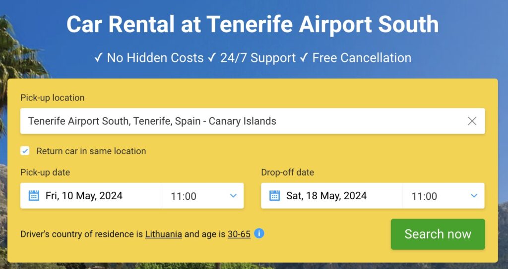 car rental at tenerife Airport South
