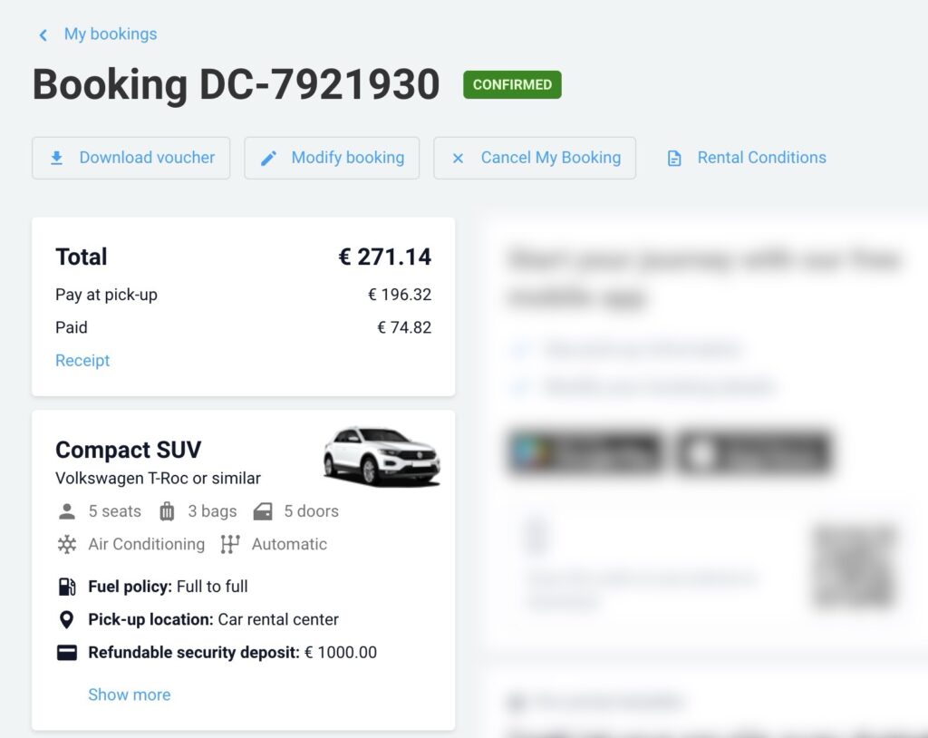 Booked car with Discover Cars through Auto Jardim special link