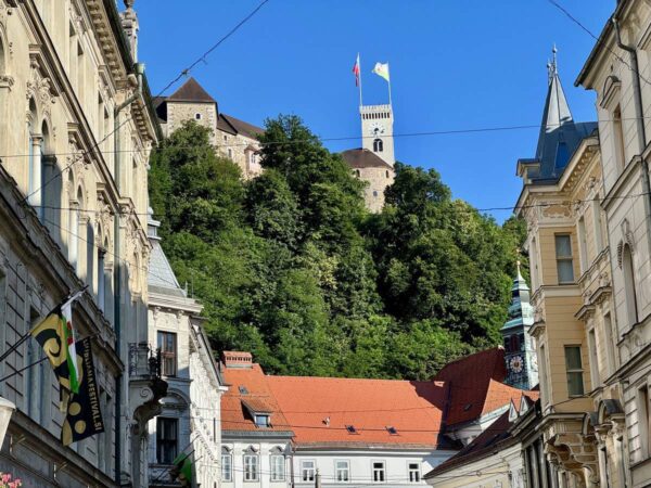 Ljulbljana Castle On Hill Overlooking City