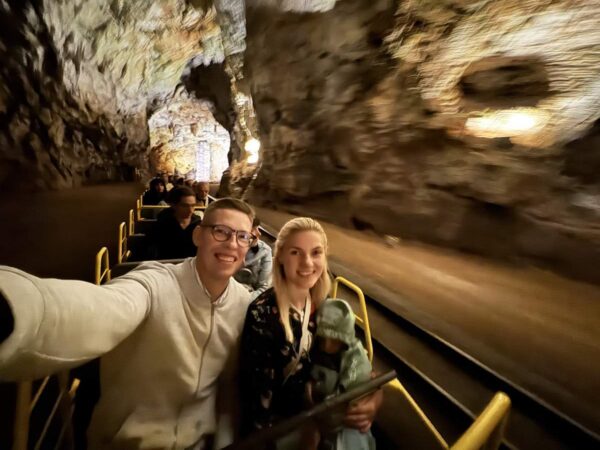 Family In Cave Tour - Train Ride