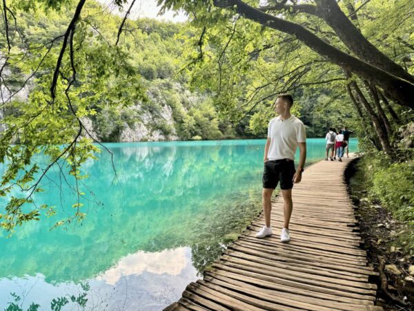 Walking Along Scenic Plitvice Lake