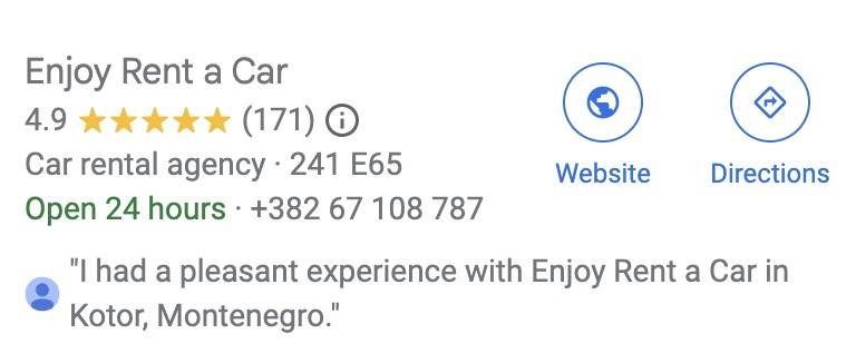 enjoy rent a car Kotor Google Maps reviews enjoy rent a car Kotor - Google Maps reviews
