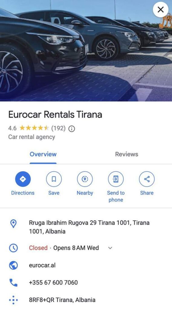 Eurocar Rentals Tirana