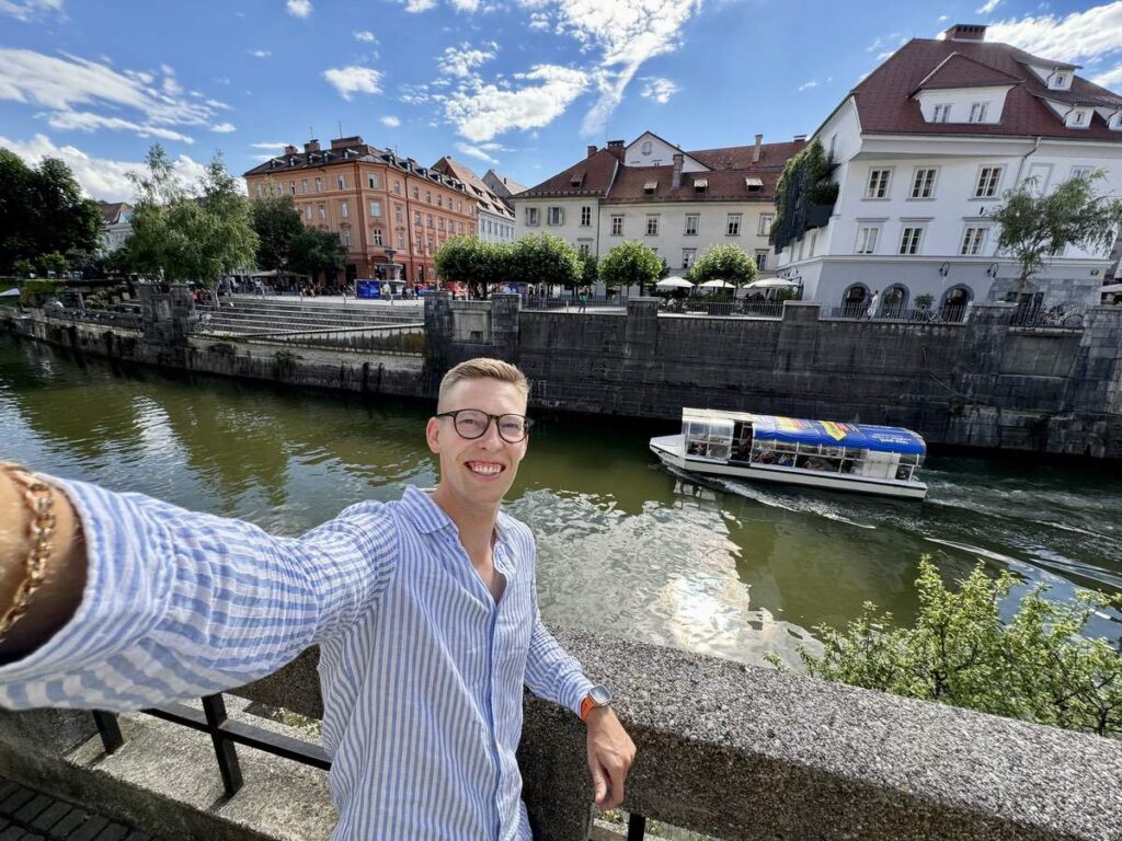 Me Smiling By River in Ljubljana

