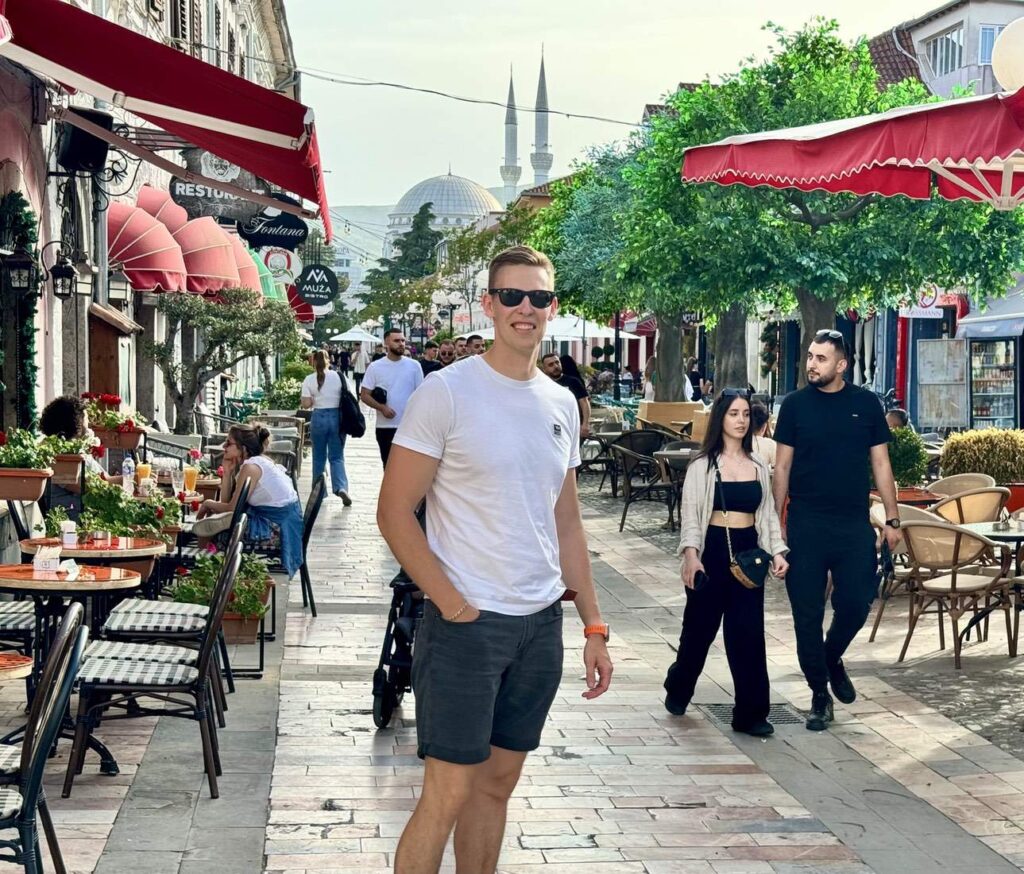 Me in Busy Street in Skoder Albania