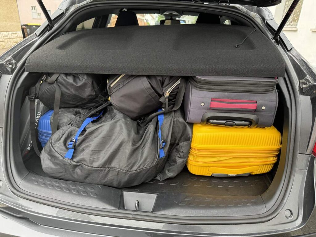 Rented Car Toyota CHR Packed With Luggage