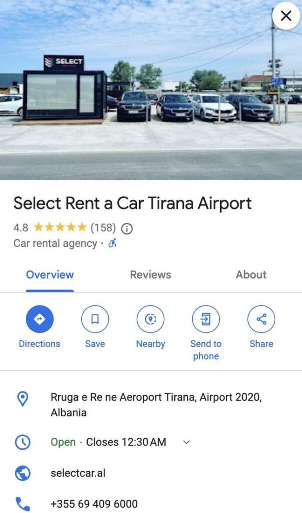 select rent a car tirana airport