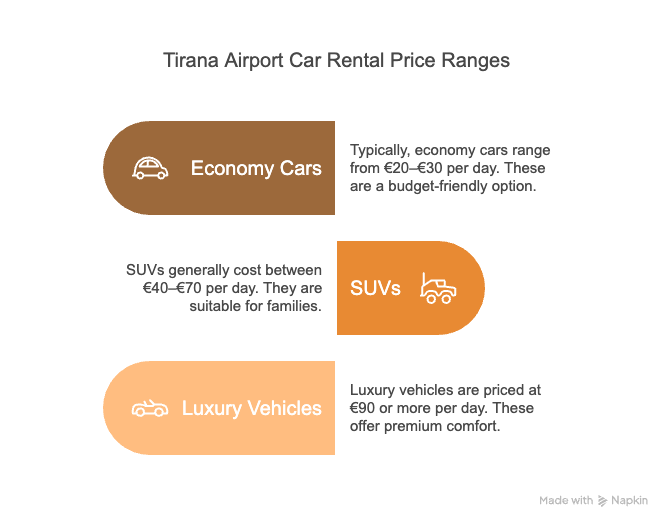 Tirana Airport Car Rental Prices visual selection