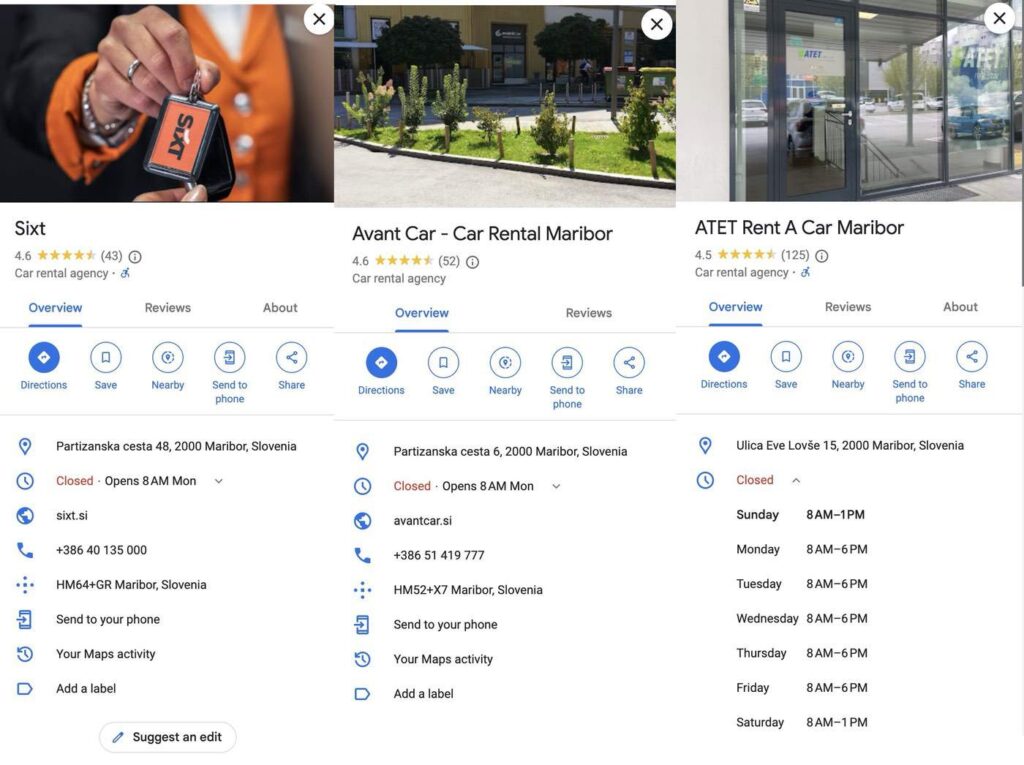 car rental companies in Maribor car rental in Maribor