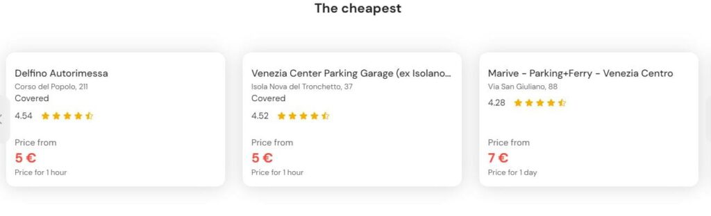 Cheapest Parking in Mestre