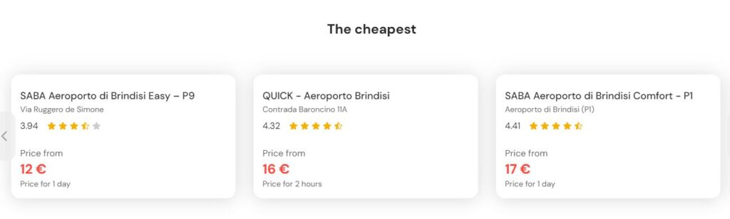 Cheapest parking in Brindisi