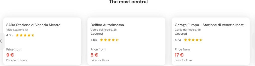 Most Central Parking in Mestre