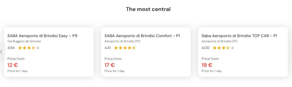 Most central parking in Brindisi