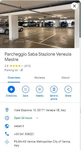 Parcheggio Saba Stazione Venezia Mestre