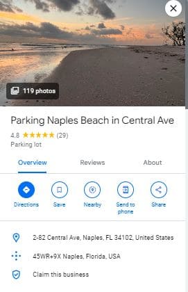 Parking Naples Beach in Central Ave
