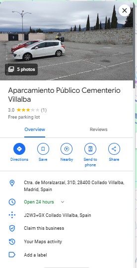 Aparcamiento Publico Cementerio Villalba
