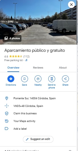 Aparcamiento publico y gratuito