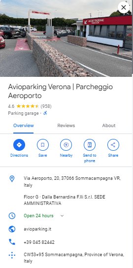 Avioparking Verona Parcheggio Aeroporto