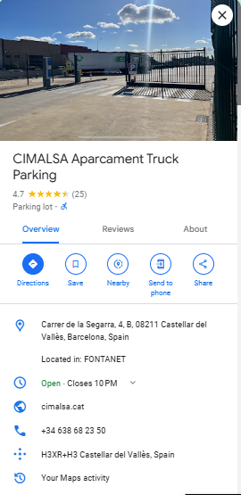 CIMALSA Aparcament Truck Parking