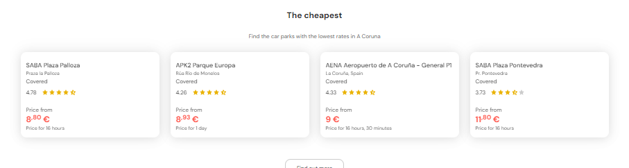 Cheapest Parking in A Coruna