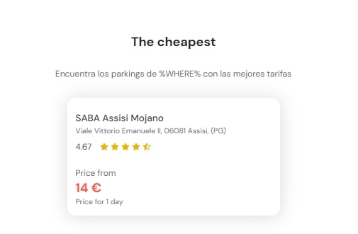 Le stationnement le moins cher à Assise Le stationnement le moins cher à Assise