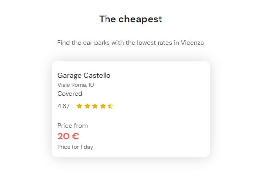 Le stationnement le moins cher à Vicence