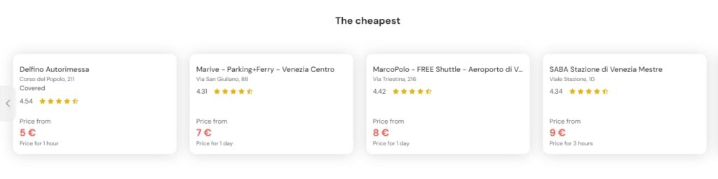 Cheapest parking in Venice