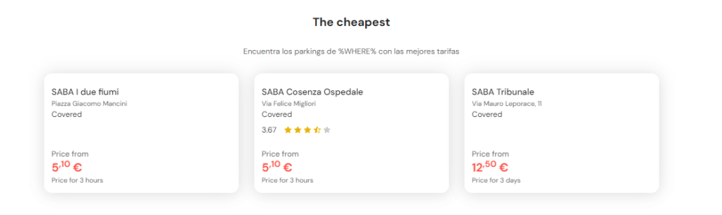 Cheapest parking in cosenza