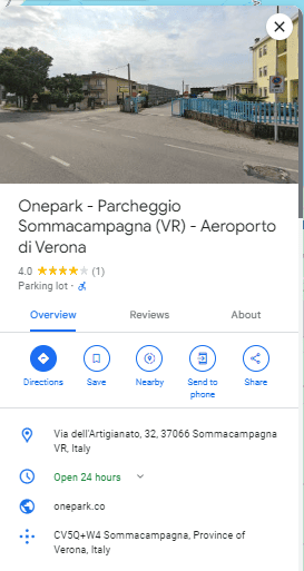 Onepark Parcheggio Sommacampagna VR Aeroporto di Verona