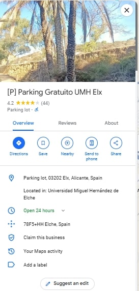 P Parking Gratuito UMH
