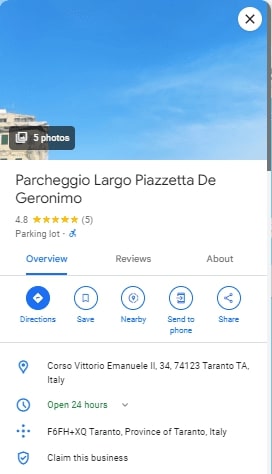 Parcheggio Largo Piazzetta De Geronimo