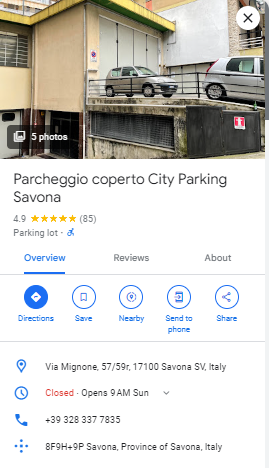 Parcheggio coperto City Parking Savona