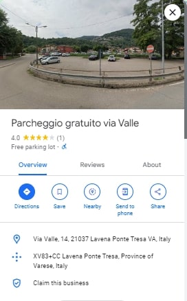 Parcheggio gratuito via Valle