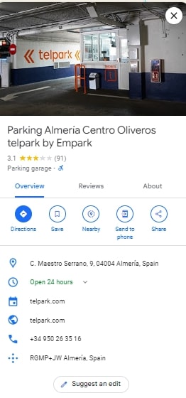 Parking Almeria Centro Oliveros telpark by Empark