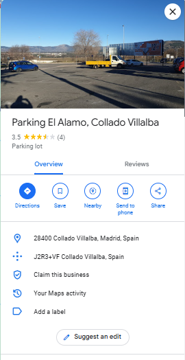 Parking El Alamo Collado Villalba