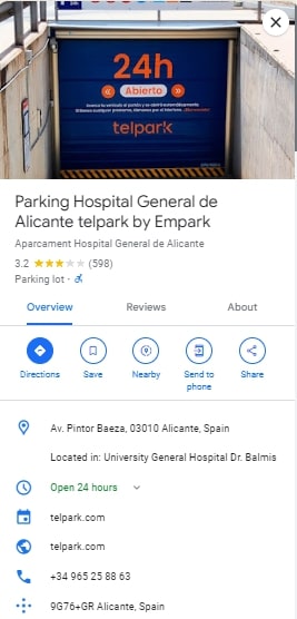 Parking Hospital General de Alicante telpark by Empark