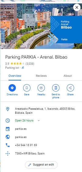 Parking PARKIA Arenal. Bilbao