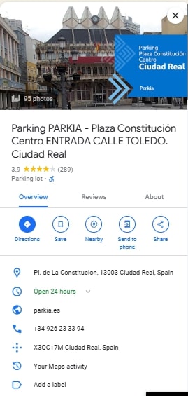 Parking PARKIA Plaza Constitucion Centro ENTRADA CALLE TOLEDO. Ciudad Real