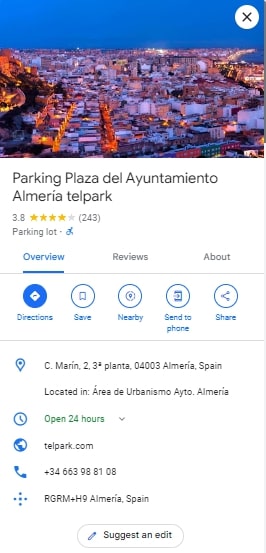 Parking Plaza del Ayuntamiento Almeria telpark