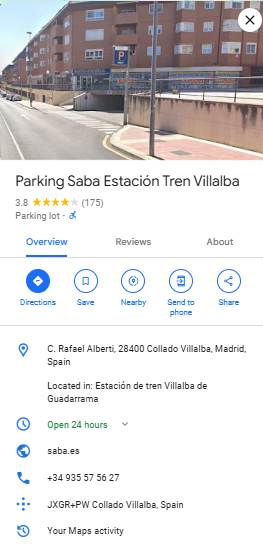 Parking Saba Estacion Tren Villalba