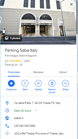Parking Saba Italy