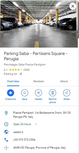 Parking Saba Partisans Square Perugia