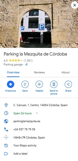 Parking la Mezquita de Cordoba