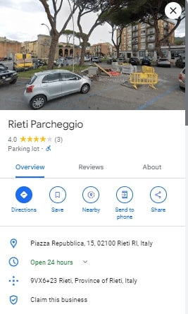 Rieti Parcheggio