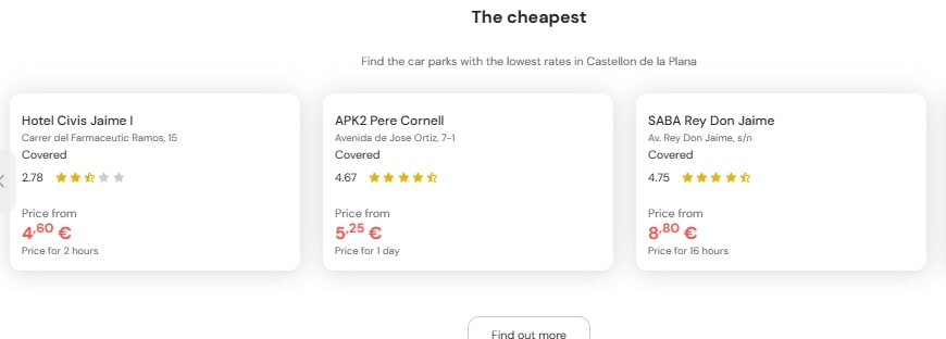 cheapest parking in Castellon de la Plana
